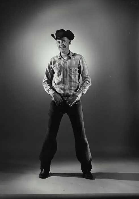 Framed Print : Vintage Photograph. Man in western wear with hands on belt buckle. Frame 2 Framed Print : Vintage Photograph. Man in western wear with hands on belt buckle. Frame 2