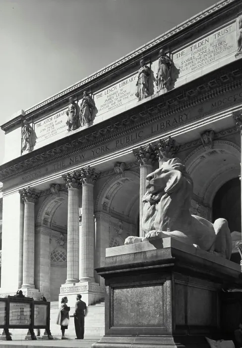 Framed Print : Vintage photograph. New York Public Library at 5th ave. and 42nd st