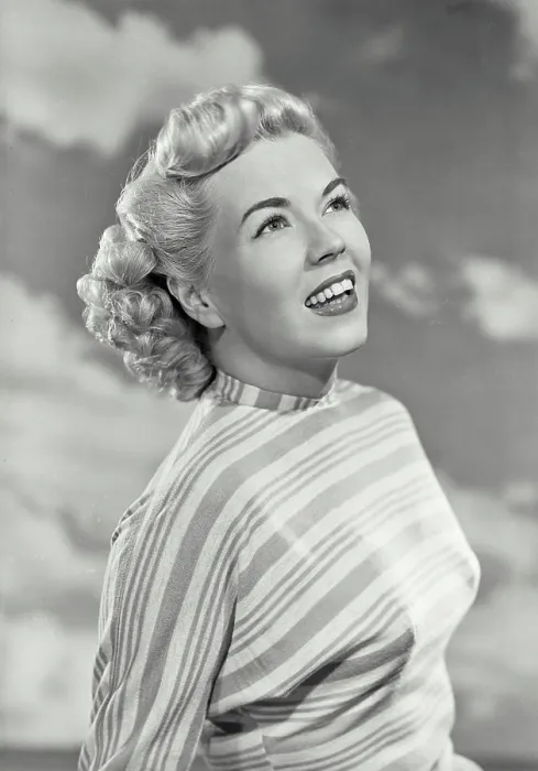 Framed Print : Vintage photograph. Portrait of woman in striped blouse smiling off camera Framed Print : Vintage photograph. Portrait of woman in striped blouse smiling off camera