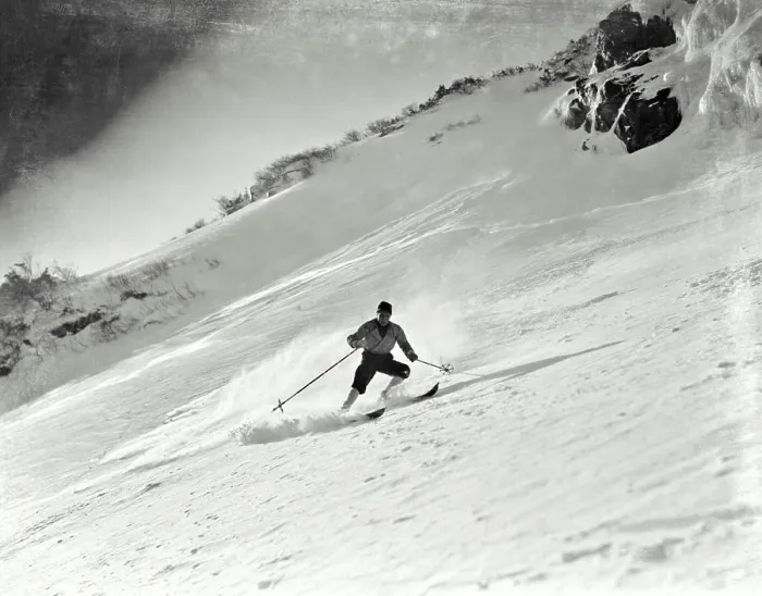Framed Print : Vintage photograph. Skiing at the Spring ski center on Mt Framed Print : Vintage photograph. Skiing at the Spring ski center on Mt