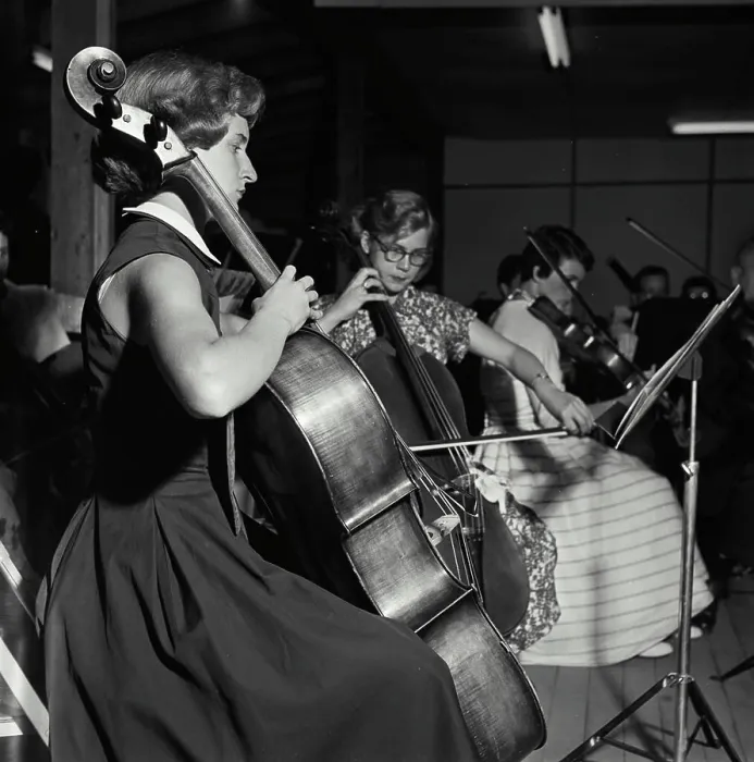 Framed Print : Vintage Photograph. String section of Orchestra group Framed Print : Vintage Photograph. String section of Orchestra group