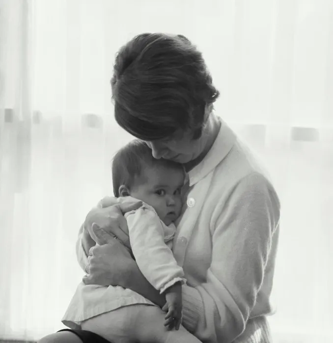 Framed Print : Vintage Photograph. Woman caressing child Framed Print : Vintage Photograph. Woman caressing child