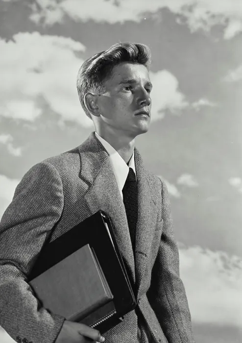 Framed Print : Vintage Photograph. Young man wearing blazer and tie holding stack of notebooks and binder Framed Print : Vintage Photograph. Young man wearing blazer and tie holding stack of notebooks and binder