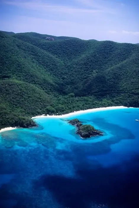 Framed Print : US VIRGIN ISLAND, ST. JOHNS, AERIAL VIEW OF TRUNK BAY Framed Print : US VIRGIN ISLAND, ST. JOHNS, AERIAL VIEW OF TRUNK BAY