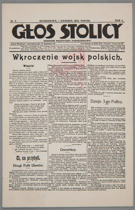 Framed Print : Voice of the capital, R. 1: 1916, No. 3 (December 1), p. 1 Reproduction Brzezki, Józef