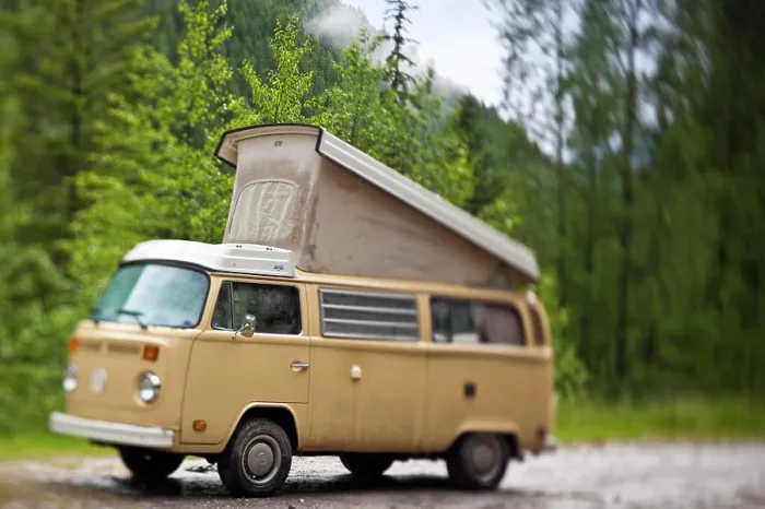Framed Print : VW Camper Van, White River, British Columbia, Canada