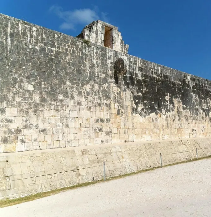 Framed Print : Walls of the ball court with stone hoop, Juego de Pelota, Chichen Itza, Mayan ruins, Yucatan, Mexico