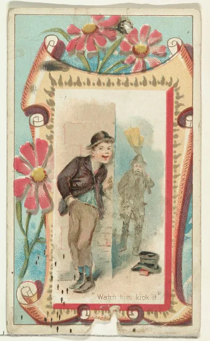 Framed Print : 'Watch him kick it, ' from the Terrors of America set (N136) issued by Duke Sons & Co Framed Print : 'Watch him kick it, ' from the Terrors of America set (N136) issued by Duke Sons & Co