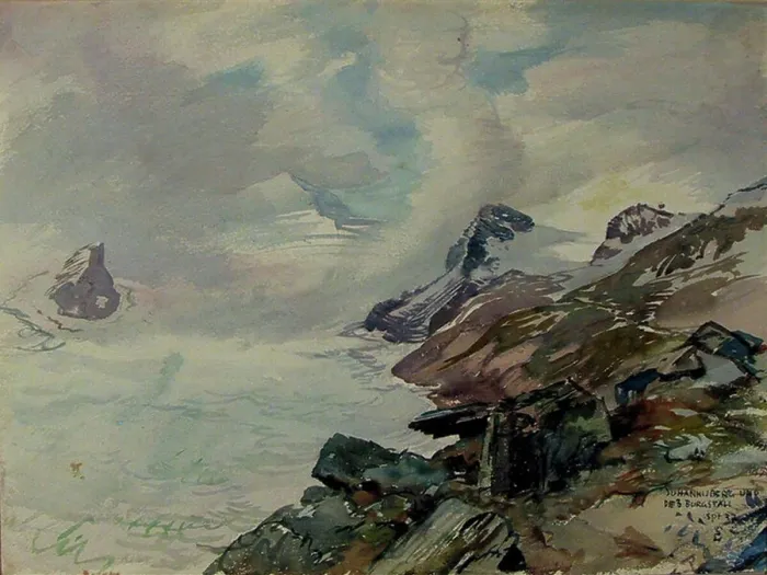 Framed Print : Watercolor on paper by Switbert Lobisser from 1937 depicting Johannesberg