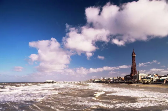 Framed Print : Waves in the sea with a tower in the background, Blackpool Tower, Blackpool, Lancashire England Framed Print : Waves in the sea with a tower in the background, Blackpool Tower, Blackpool, Lancashire England