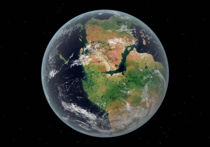 Framed Print : This is how the western hemisphere of the Earth may have appeared 200 million years ago during the Early Jurassic Framed Print : This is how the western hemisphere of the Earth may have appeared 200 million years ago during the Early Jurassic