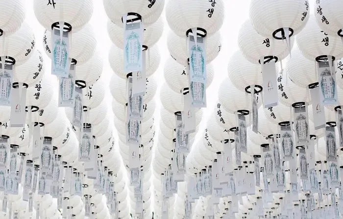 Framed Print : White lanterns at the Bongeunsa buddhist temple, Seoul, South Korea