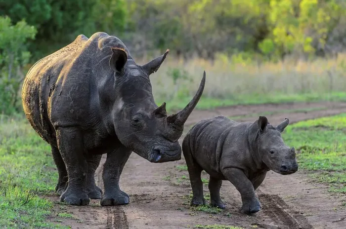 Framed Print : White rhinoceros (rhino) or square-lipped rhinoceros (Ceratotherium simum)