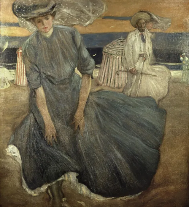 Framed Print : Windy Day at the Beach 1906 Frederick Carl Frieseke (1874-1939 American) Oil on canvas David David Gallery