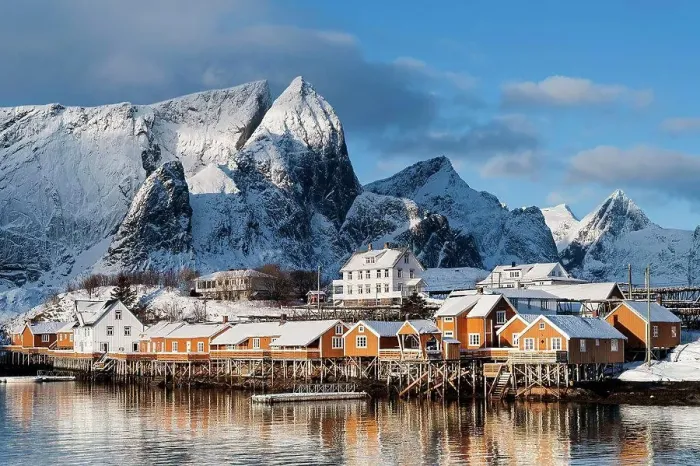 Framed Print : Winter at Sakrisoy village on the Lofoten islands Framed Print : Winter at Sakrisoy village on the Lofoten islands