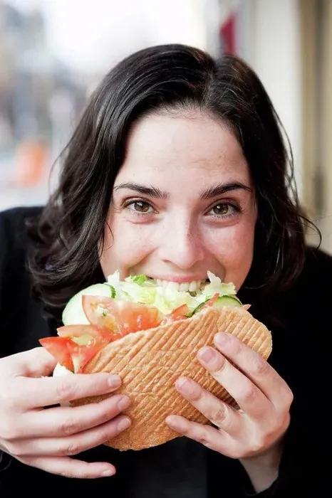 Framed Print : Woman Eating Sandwich Framed Print : Woman Eating Sandwich