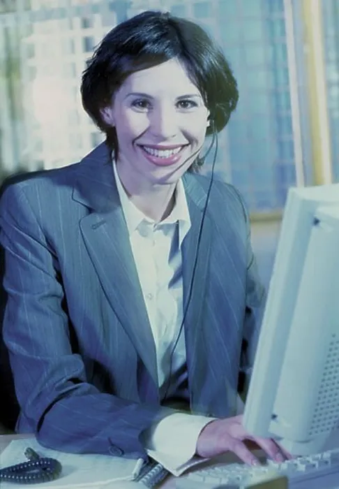 Framed Print : Woman with headset