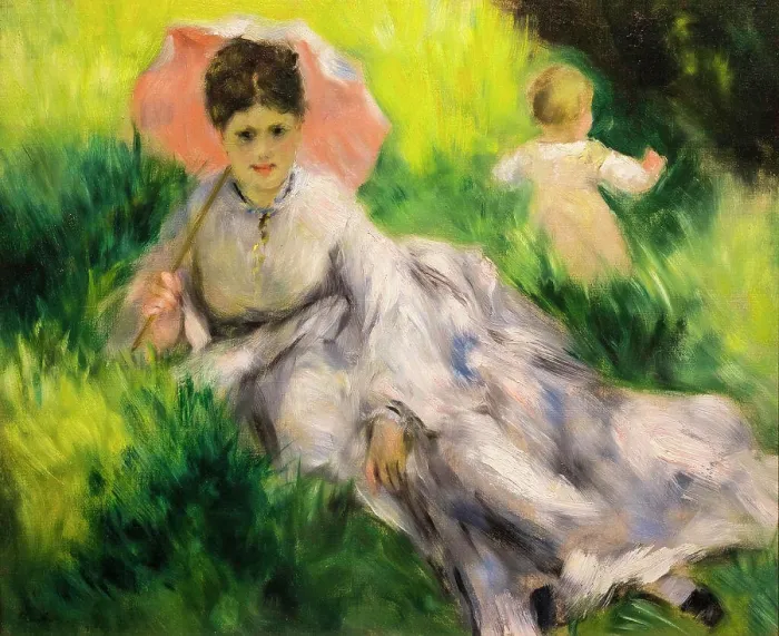 Framed Print : Woman with a Parasol