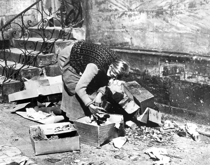 Framed Print : Woman scavenging for food, Bayreuth Framed Print : Woman scavenging for food, Bayreuth