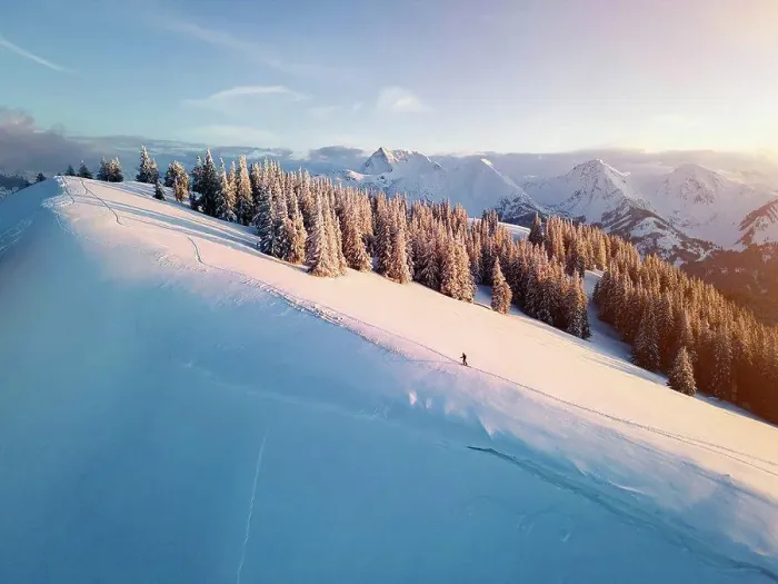 Framed Print : Woman skiing on snow covered mountain at sunrise, Schonkahler, Tyrol, Austria Framed Print : Woman skiing on snow covered mountain at sunrise, Schonkahler, Tyrol, Austria