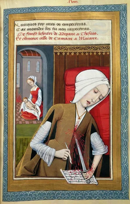 Framed Print : Woman Stabbing Herself & Writing with Her Blood, manuscript, France, Paris, Bibliotheque Nationale Framed Print : Woman Stabbing Herself & Writing with Her Blood, manuscript, France, Paris, Bibliotheque Nationale