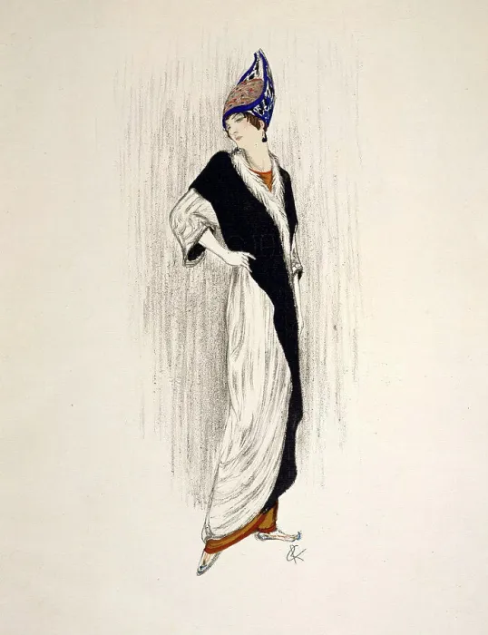 Framed Print : Woman with wrap, French Advertising Pieces