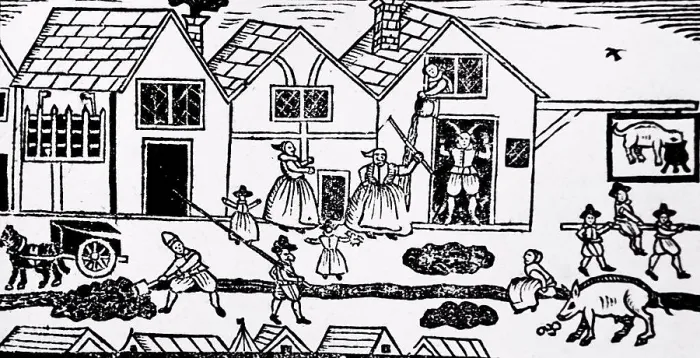 Framed Print : Woodblock print depicting a farming scene. Dated 16th Century Framed Print : Woodblock print depicting a farming scene. Dated 16th Century