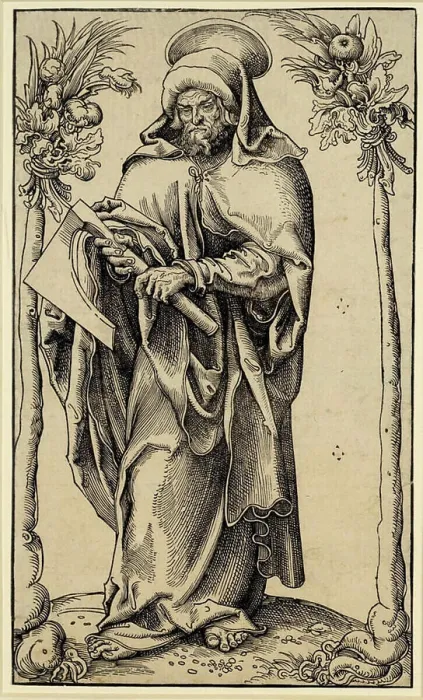 Framed Print : Woodcut by Lucas Cranach the Elder around 1515 depicting the apostle Matthias