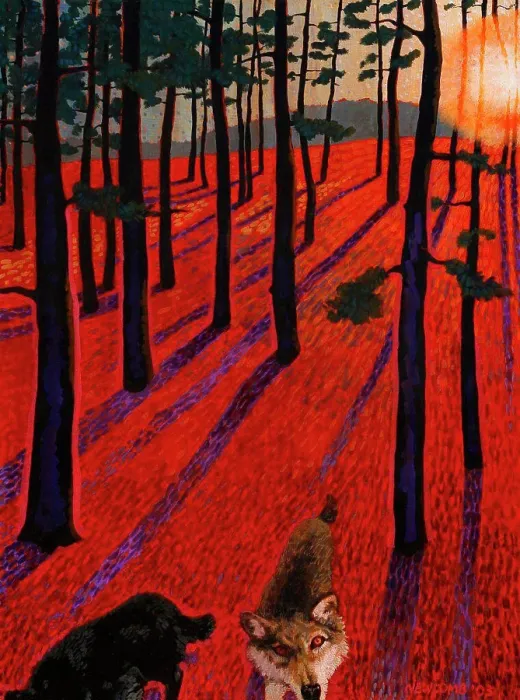 Framed Print : Woods and Wolves John Newcomb, Acrylic, 2000 Framed Print : Woods and Wolves John Newcomb, Acrylic, 2000