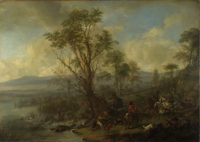 Framed Print : Wouwerman, Philips (1619-1668) National Gallery, London Painting 75x104, 2 Genre A Stag Hunt Framed Print : Wouwerman, Philips (1619-1668) National Gallery, London Painting 75x104, 2 Genre A Stag Hunt