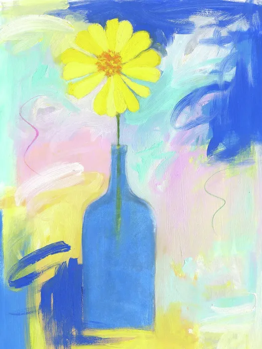 Framed Print : Yellow Flower Blue Bottle 2006 Patricia Brown (20th C. American) Oil Private Collection Framed Print : Yellow Flower Blue Bottle 2006 Patricia Brown (20th C. American) Oil Private Collection