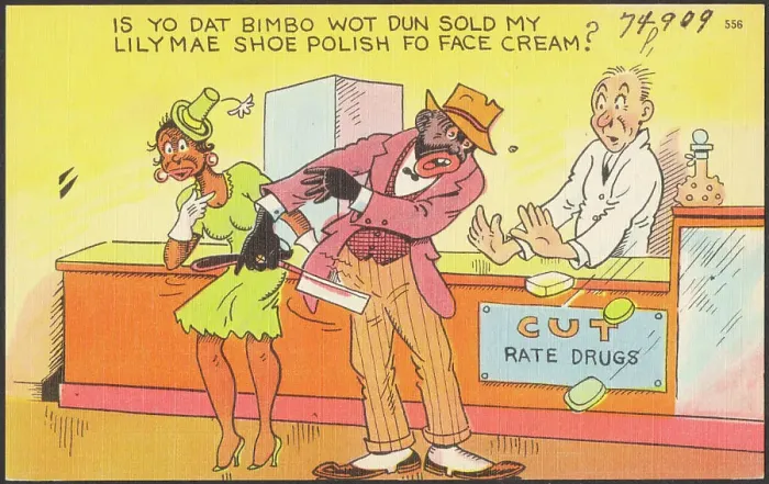 Framed Print : Is yo dat bimbo wot dun sold my Lily Mae shoe polish fo face cream Framed Print : Is yo dat bimbo wot dun sold my Lily Mae shoe polish fo face cream