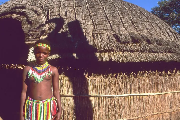 Framed Print : Young Girl in Native Zulu Tribe at Shakaland Center South Africa (MR)