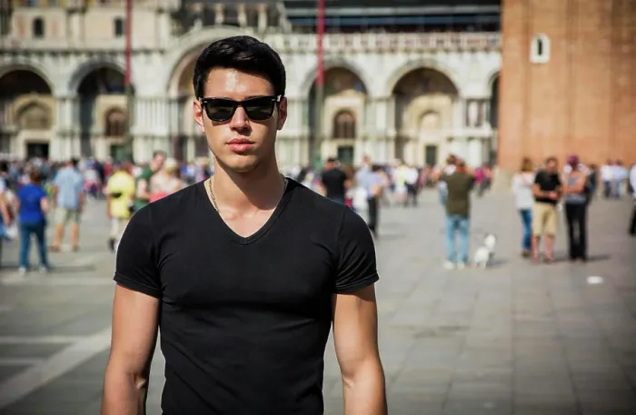 Framed Print : Young Man in San Marco Square in Venice