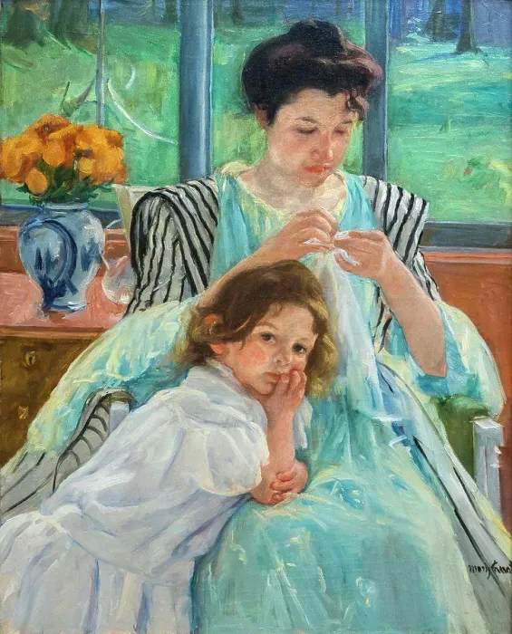 Framed Print : Young Mother Sewing 1900 Oil on canvas Mary Cassatt; American 1844-1926 Framed Print : Young Mother Sewing 1900 Oil on canvas Mary Cassatt; American 1844-1926