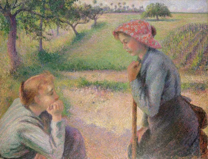 Framed Print : Two Young Peasant Women, by Camille Pissarro Framed Print : Two Young Peasant Women, by Camille Pissarro