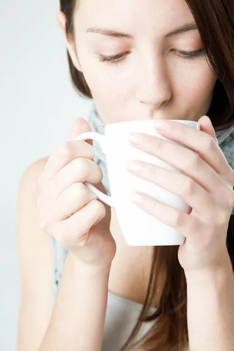 Framed Print : young woman with white cup
