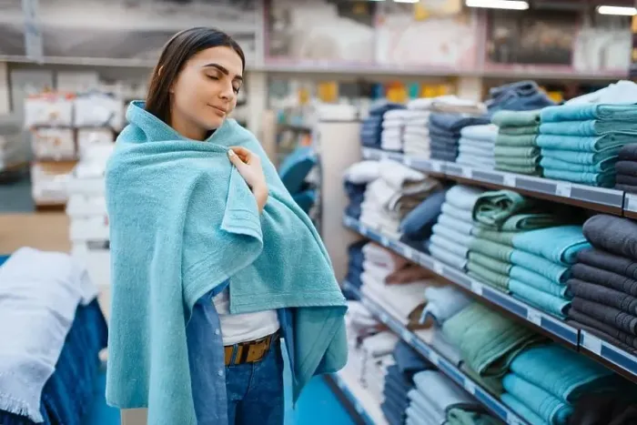 Framed Print : Young woman wrapped herself in a towel Framed Print : Young woman wrapped herself in a towel