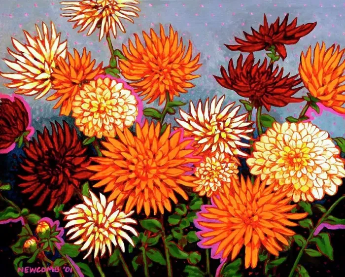 Framed Print : Zinnias John Newcomb, Acrylic, 2001 Framed Print : Zinnias John Newcomb, Acrylic, 2001