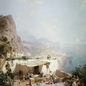 Amalfi - Gulf of Salerno; Amalfi - Golfe de Salerne. Franz Richard Unterberger (1832-1902). Oil on canvas. 80 x 68.5cm Amalfi - Gulf of Salerno; Amalfi - Golfe de Salerne. Franz Richard Unterberger (1832-1902). Oil on canvas. 80 x 68.5cm