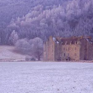 Castle Menzies in winter, Weem, Perthshire, Scotland, UK, Europe Castle Menzies in winter, Weem, Perthshire, Scotland, UK, Europe