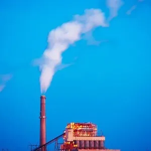 Coal burning electricity production facility at dusk, Oklaunion, Wilbarger County, Texas, USA Coal burning electricity production facility at dusk, Oklaunion, Wilbarger County, Texas, USA