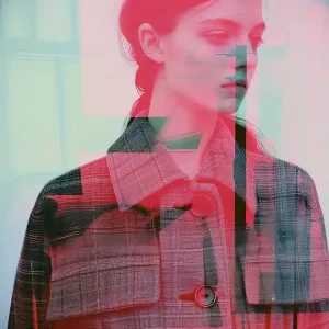 Create a trendy and chic portrait with glitch art inspired aesthetics