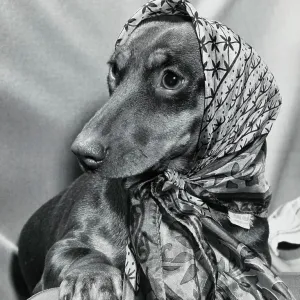 Dachshund wearing a scarf Dachshund wearing a scarf