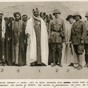 Ibn Saud, Sir Percy Cox, Miss Gertrude Bell Date: 1917
