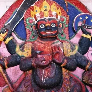 Nepal, Kathmandu Valley, Kathmandu, Durbar Square, sculpture of Kala Bhairava Nepal, Kathmandu Valley, Kathmandu, Durbar Square, sculpture of Kala Bhairava