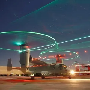 Nighttime view of a U.S. Marine Corps MV-22 Osprey taxiing out to launch at Camp Bastion, Helmand Province, Afghanistan Nighttime view of a U.S. Marine Corps MV-22 Osprey taxiing out to launch at Camp Bastion, Helmand Province, Afghanistan