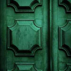 old wooden green door, Salvador, Bahia, Brazil