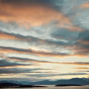 Silhouetted view of loch at sunset, Assynt, North West Highlands, Scotland, UK Silhouetted view of loch at sunset, Assynt, North West Highlands, Scotland, UK
