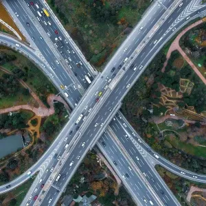 Turkey, Istanbul, Aerial view of traffic on highways Turkey, Istanbul, Aerial view of traffic on highways